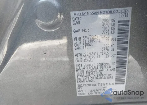 2019 Nissan Rogue S from USA, damaged, VIN 5N1AT2MTXKC758064